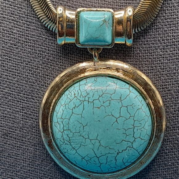 Monet Gemstone Pendant Necklace, Snake Chain, 19 1/2 Inches - Picture 2 of 11